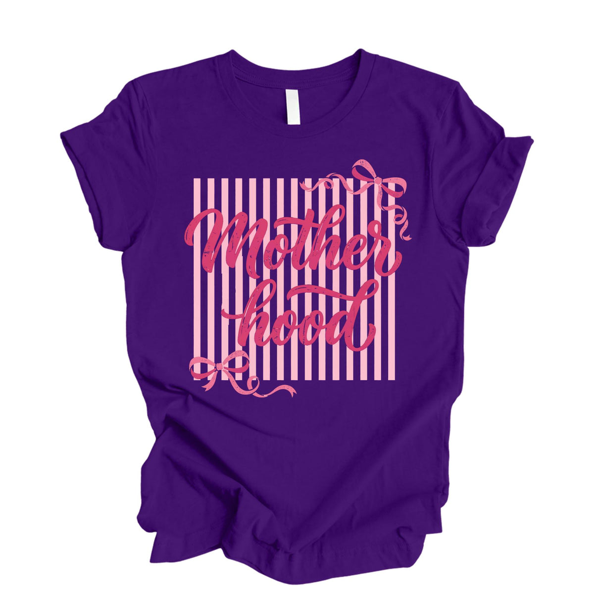 Striped Motherhood Coquette Bow Mama Mother’s Day T-Shirt