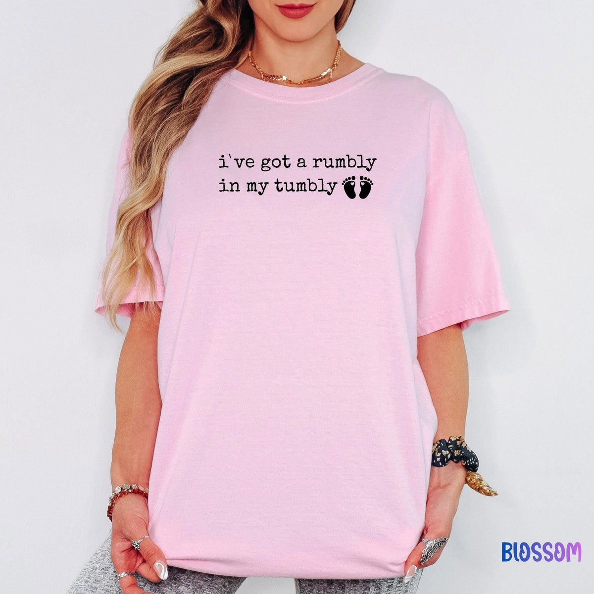 Rumbly In My Comfort Colors® Shirt, Cute Pregnancy Announcement Tee, Mommy To Be Shirt, Funny Expecting Mom Gift, Minimalist Quote Tshirt