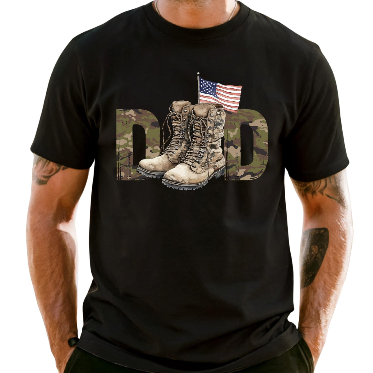 Custom Camo Dad Shirt, Comfort Colors Military Dad Shirt Fathers Day Gift Independence Day Tee