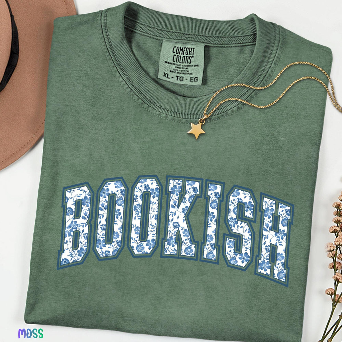 Bookish Floral Comfort Colors® Shirt, Retro Reader Tee, Cozy Book Lover Gift, Librarian Graphic Shirt, Vintage Reading Tshirt