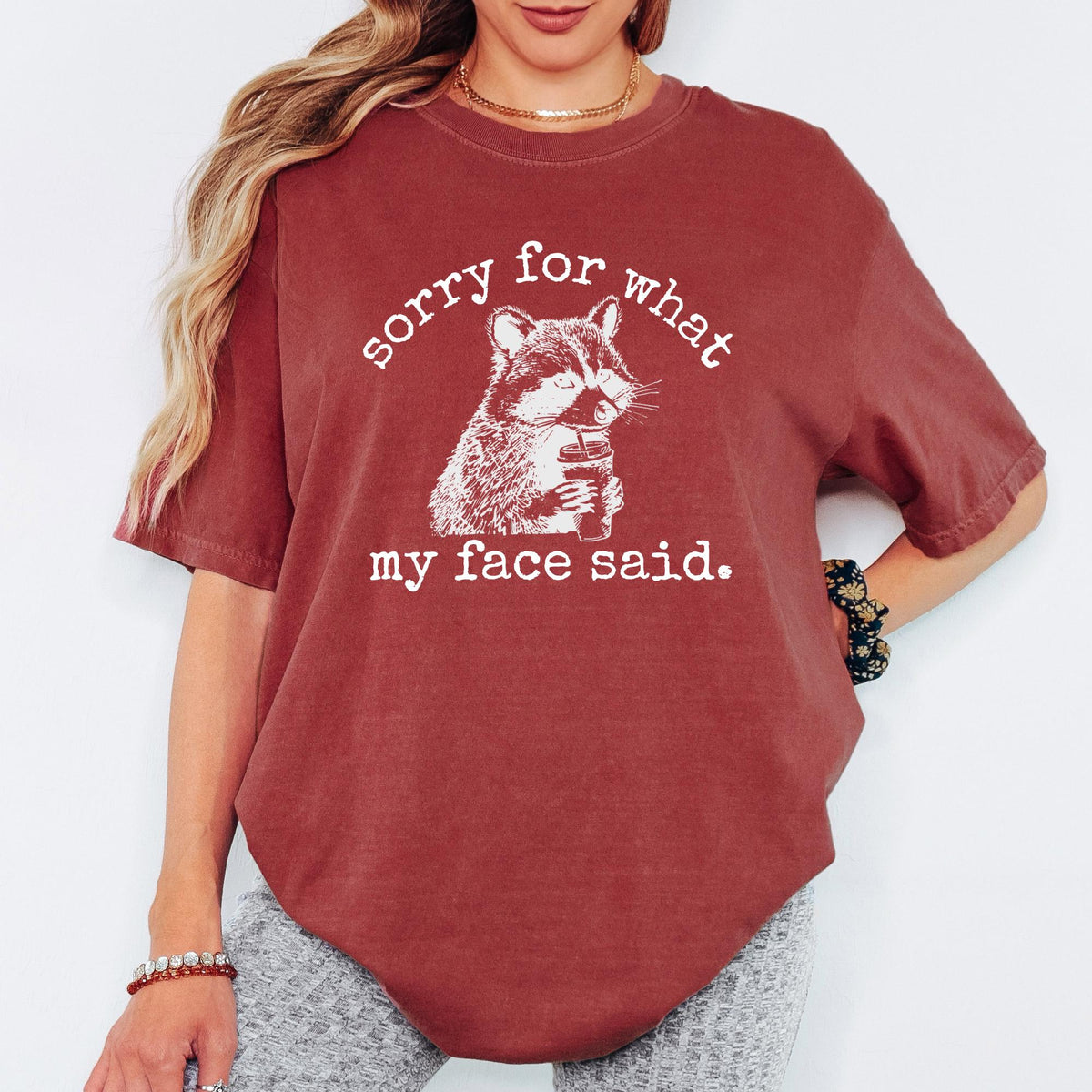 Sorry For What My Face Said Shirt, Comfort Colors® Raccoon Meme Shirt 90s Vintage Funnny Shirt