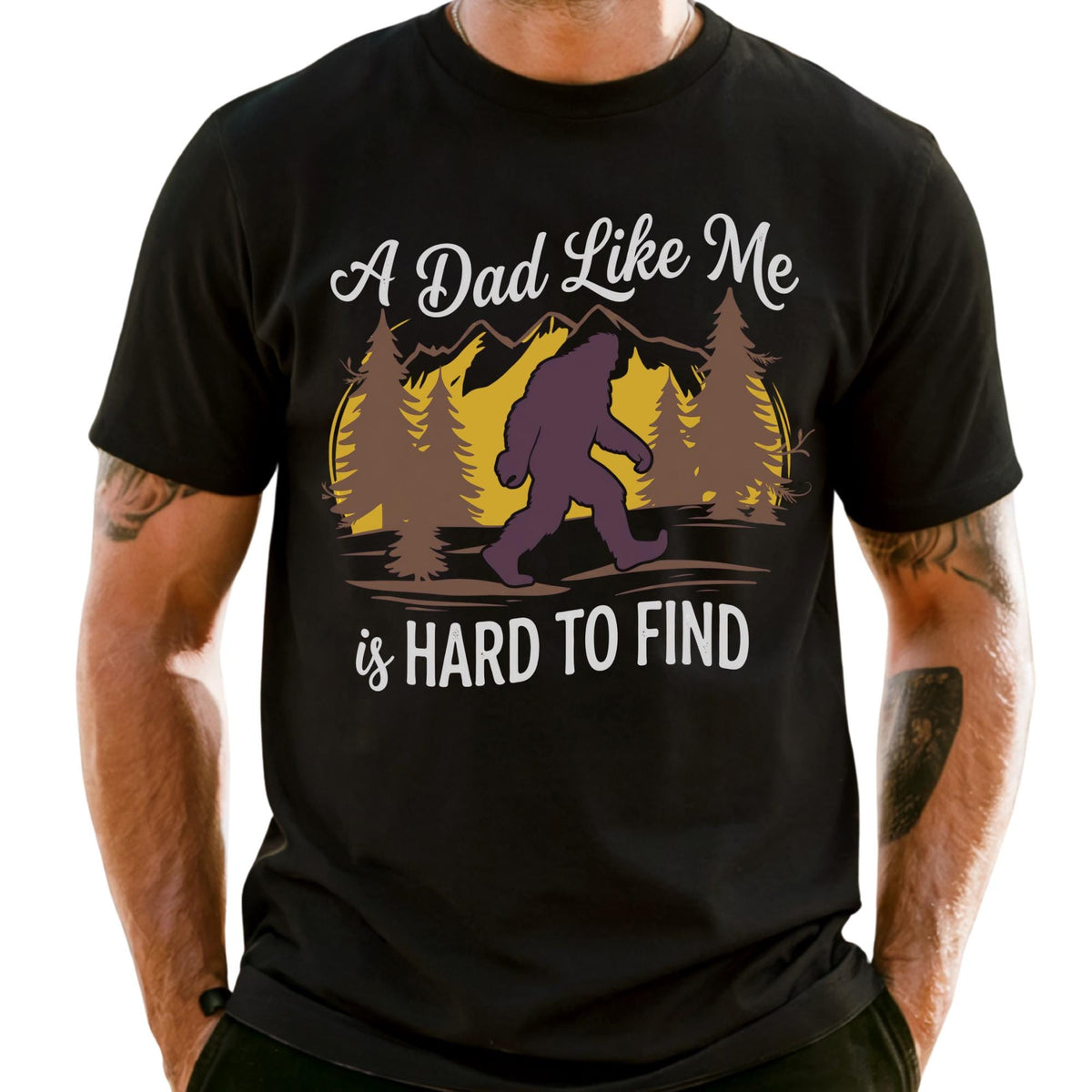 Funny Bigfoot Dad Shirt, Retro Fathers Day Gift Tee, A Dad Like Me Is Hard To Find Gift for Cool Dad