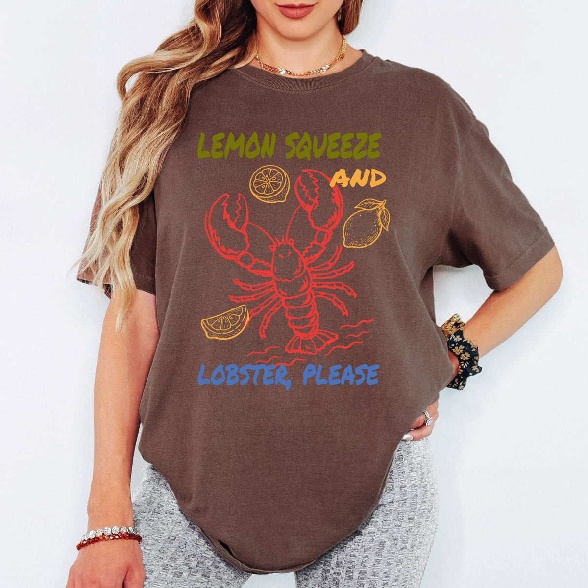 Comfort Colors® Lemon Squeeze And Lobster Please Shirt, Retro Coastal Tshirt, Funny Beach Tee, Summer Graphic Tee