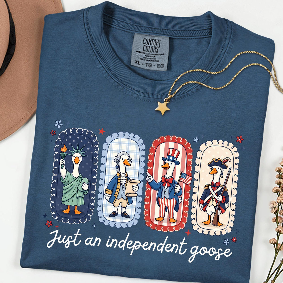 Comfort Colors® Just An Independent Goose Shirt, Funny 4th Of July Tee, Patriotic American Flag Shirts For Women