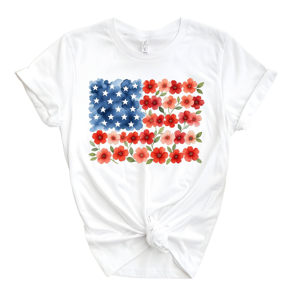Floral American Flag Shirt , Patriotic 4th of July Tee, Independence Day Outfit, Floral USA Shirts for Women