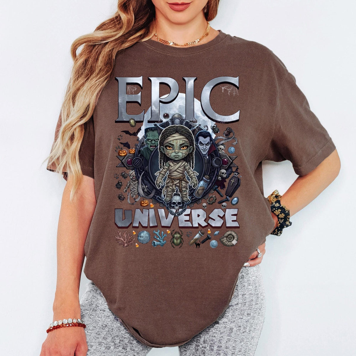 Custom Comfort Colors® Epic Universe Halloween Shirt, Family Matching Spooky Season Universal Monsters Shirts, Dark Universe Monsters Tee