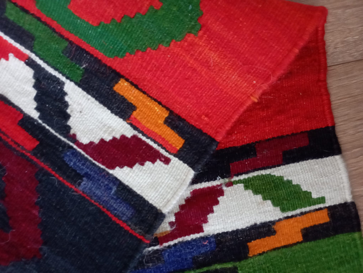 Authentic Handmade Flatweave Kilim Rug – Vintage Geometric Anatolian Area Rug