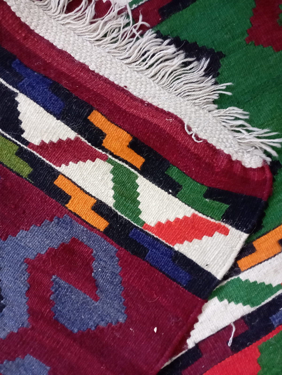 Authentic Handmade Flatweave Kilim Rug – Vintage Geometric Anatolian Area Rug