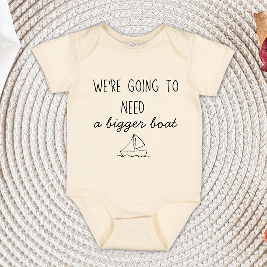 We're Going To Need A Bigger Boat Shirt and Onesie®, Baby Shower Gift, Nautical Themed Baby Shower Shirt, Baby Announcement Bodysuit