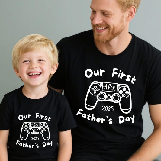 Custom Gamer Dad Shirt: Our First Father's Day Matching Tee