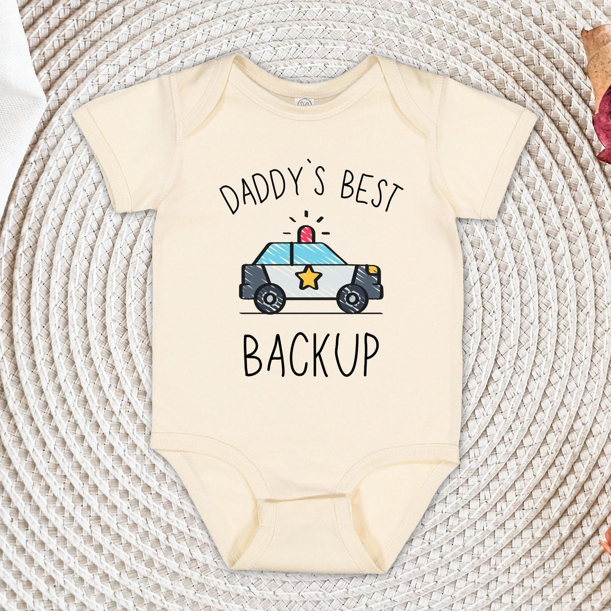 Daddy’s Backup Police Car Baby Bodysuit