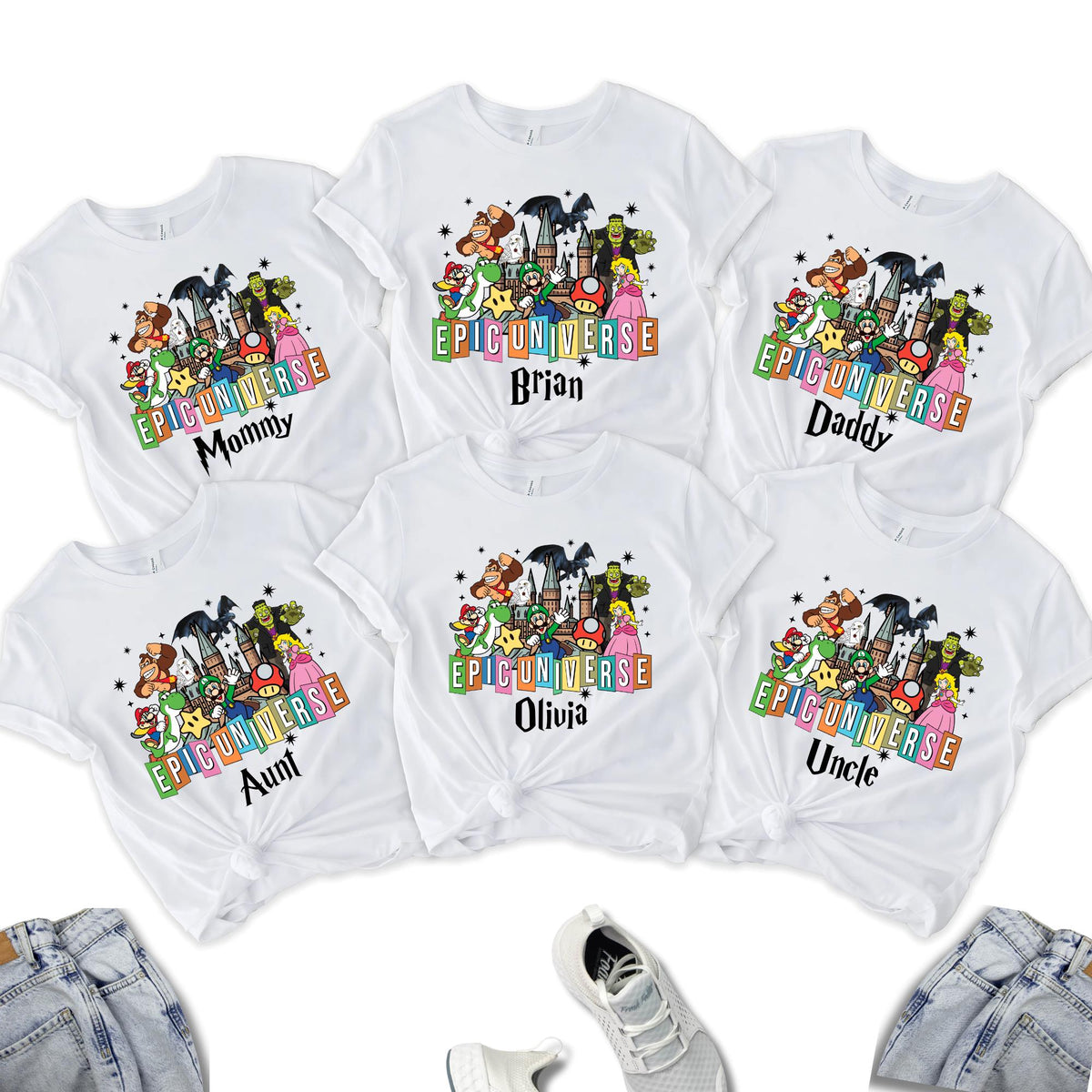 Personalized Super Mario Epic Universe Shirt, Mario Luigi Princess Peach Epic Trip 2025, Epic Universe Family Matching, Custom Epic Shirt
