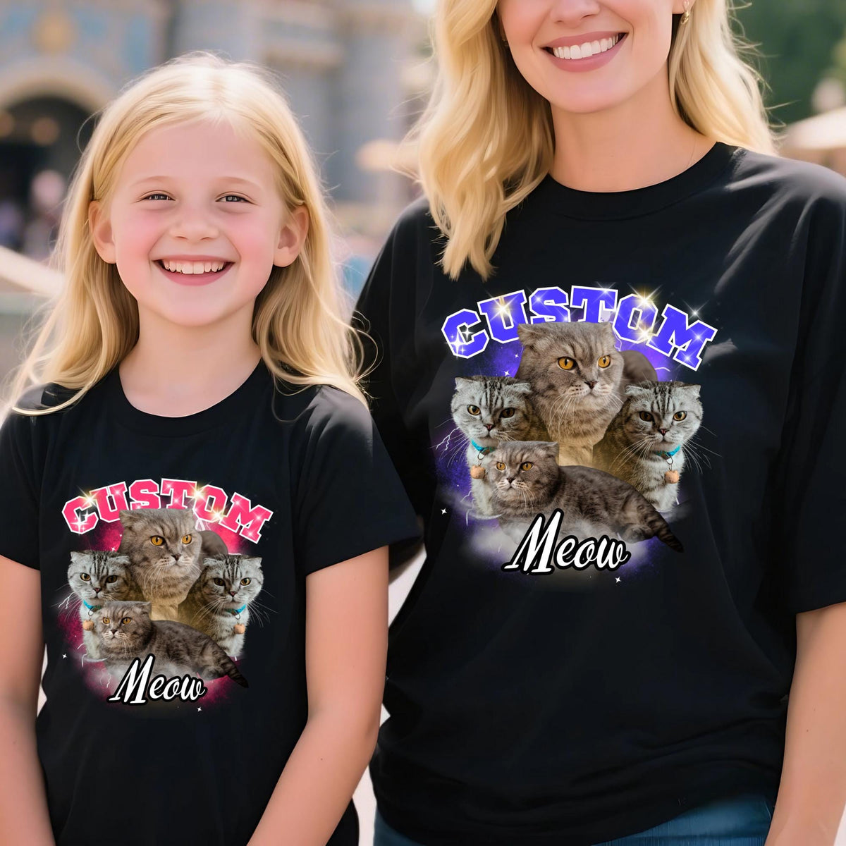 Custom Vintage Bootleg Pet 90s Cat Portrait T-Shirt