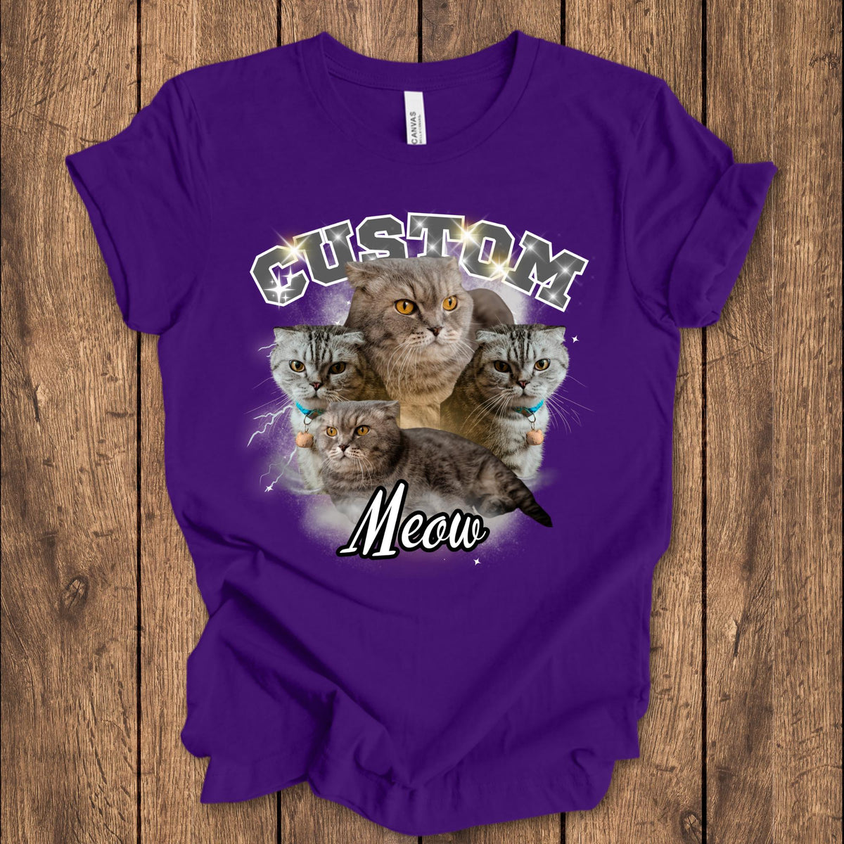 Custom Vintage Bootleg Pet 90s Cat Portrait T-Shirt