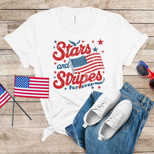 Stars and Stripes Feminist T-Shirt: Retro 4th of July Tee