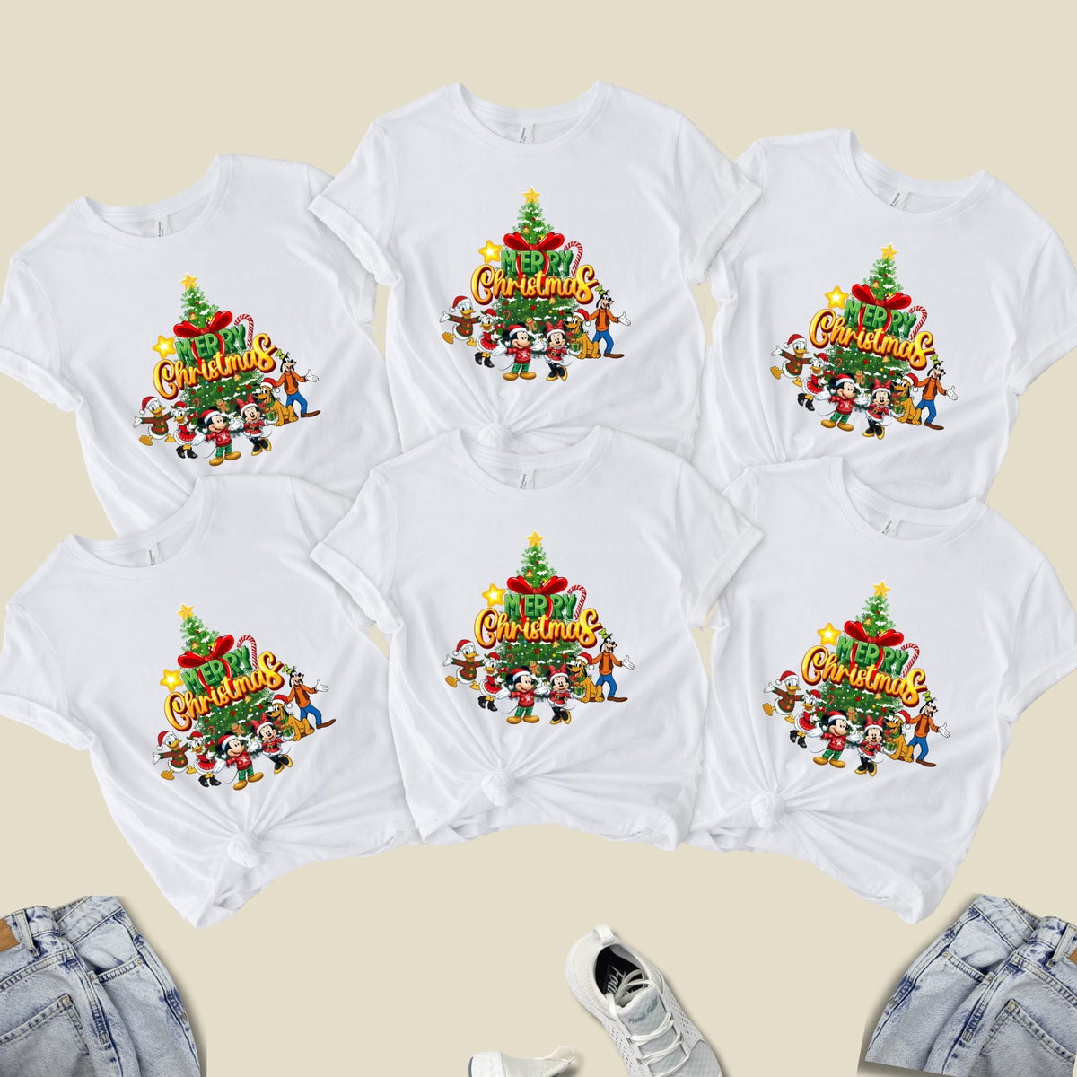 Custom Disney Merry Christmas Shirt, Mickey & Friends Xmas Tree T-shirt