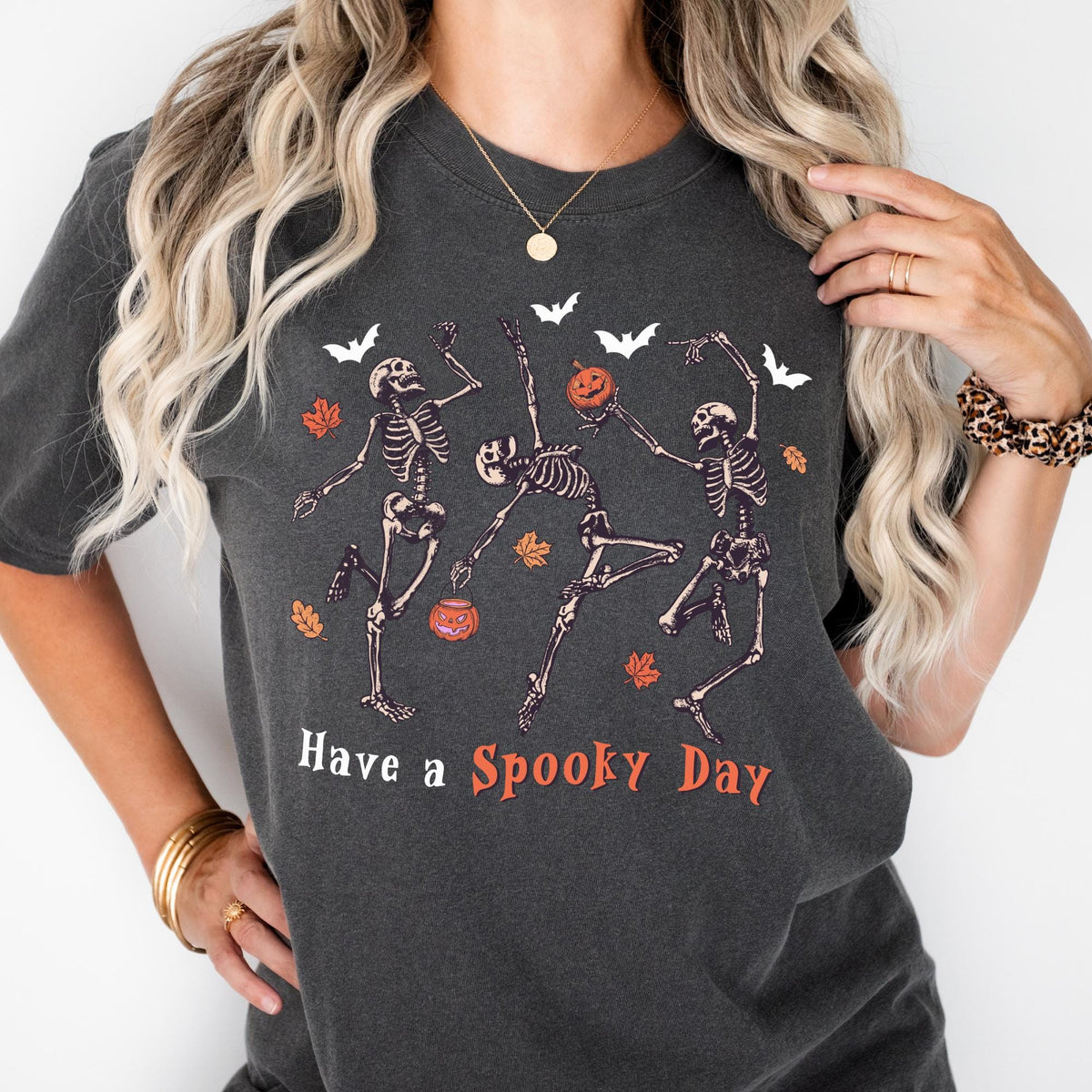 Skeleton Dancing Comfort Colors® Shirt, Have A Spooky Day Shirt, Pumpkin Shirt, Spooky Day Shirt, Halloween Gift