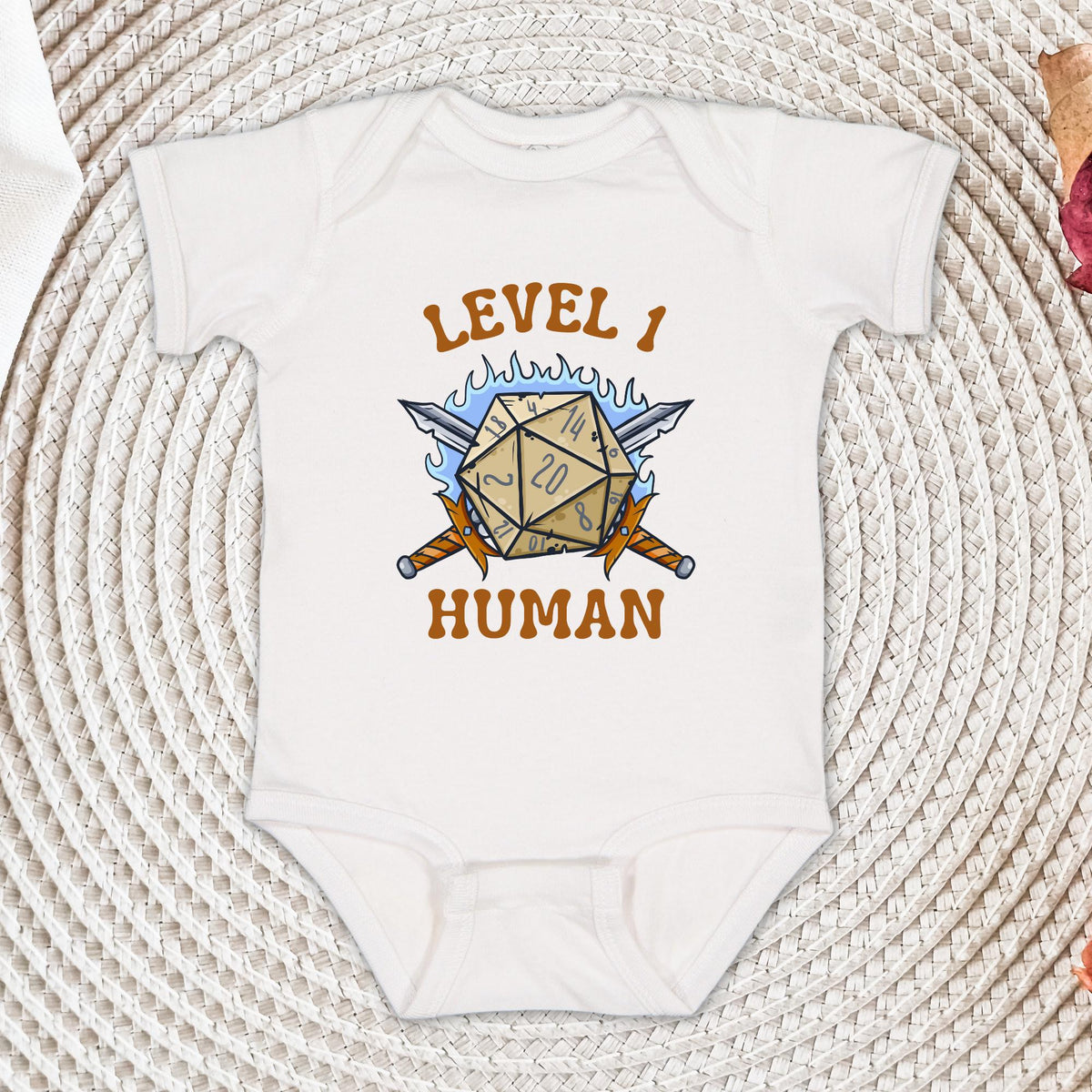 Level 1 Human Baby Onesie®, Twenty Sided Dice, MMO, RPG, Baby Shower Gift, Hipster Baby Shower Shirt, Baby Announcement, Newborn Outfit