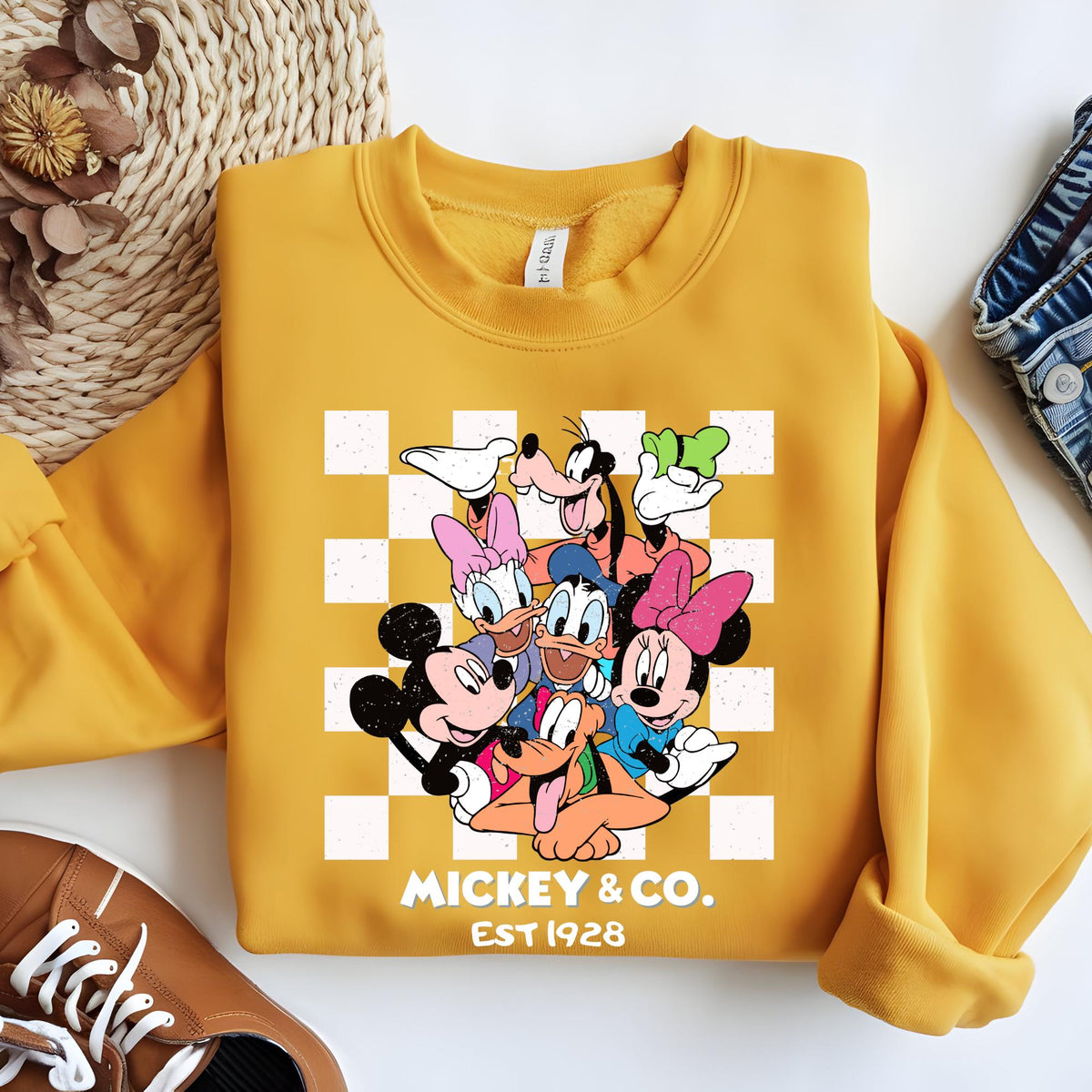 Mickey & Co 1928 Sweatshirt, Vintage Mickey and Friends Crewneck Sweat, Disneyworld Hoodie, Disney Family Gift