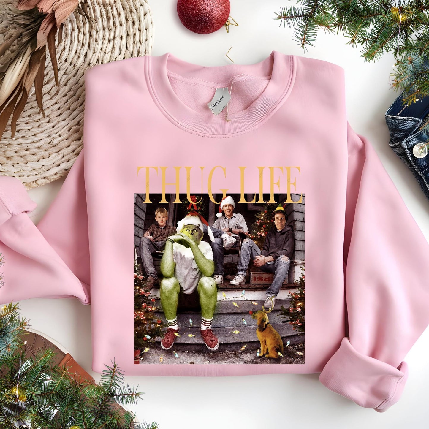 Thug Life Christmas Sweatshirt Christmas Movie Hoodie Christmas Friends Sweat Christmas Gifts for Women Holiday Crewneck Xmas