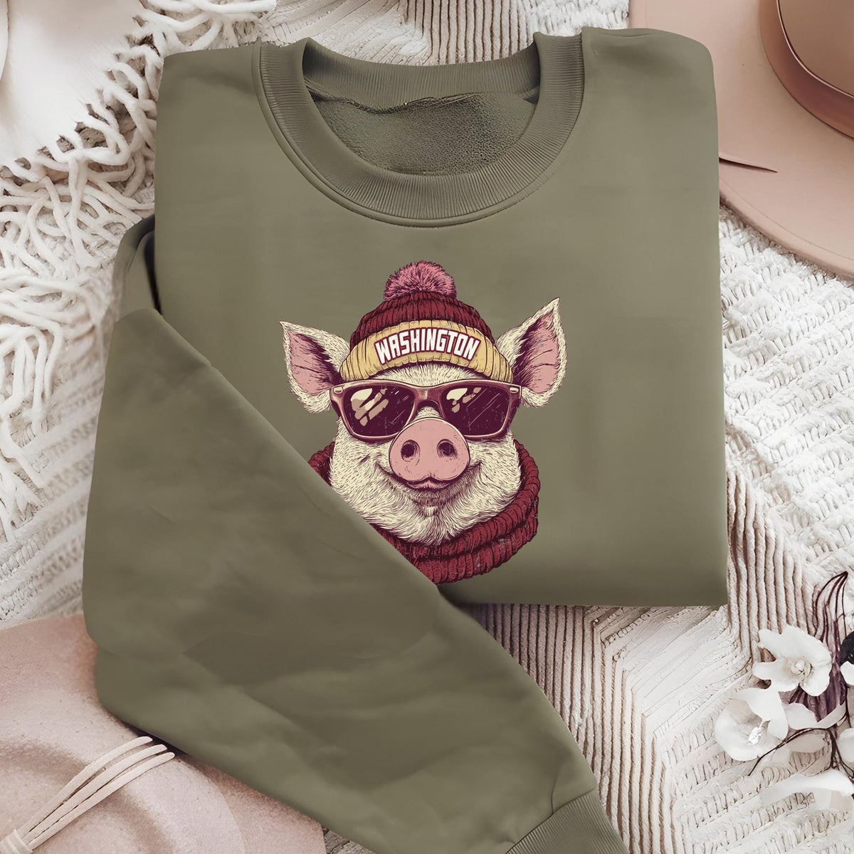 Washington Football Pig Mascot Sweatshirt, Fan Apparel