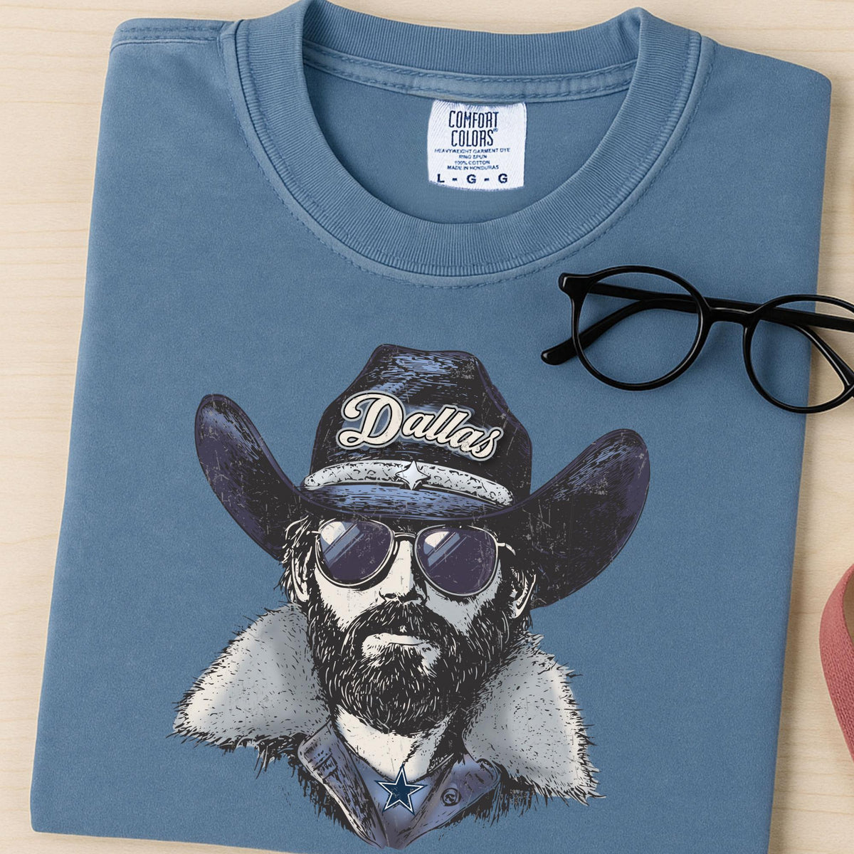 Comfort Colors Dallas Football Fan Shirt: Blue & Silver Game Day Tee
