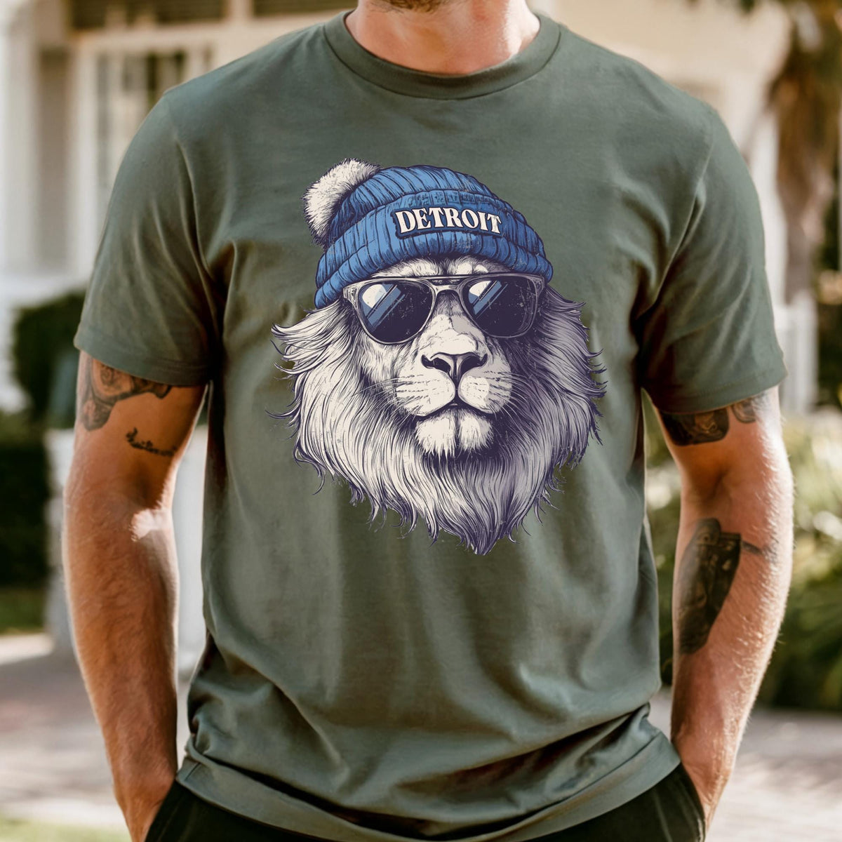 Detroit Football Fan Shirt: Comfort Colors Mascot Tee