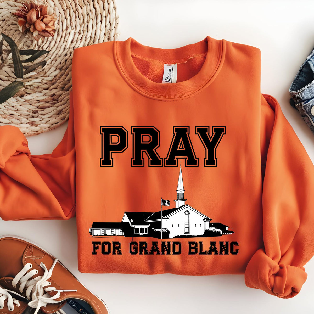 Pray For Grand Blanc Michigan Sweatshirt, Michigan Church T Shirt, Pray For Michigan Shirt, Michigan Shirt, Michigan Church on Fire Shirt