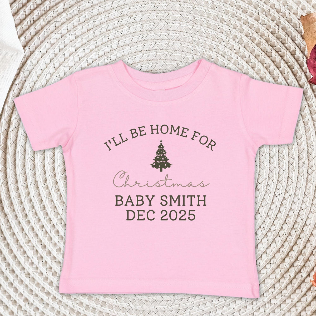 I'll Be Home For Christmas Baby Onesie®, Pregnancy Reveal Christmas Baby Bodysuit, December Baby Announcement Onesie®, Baby Shower Gift