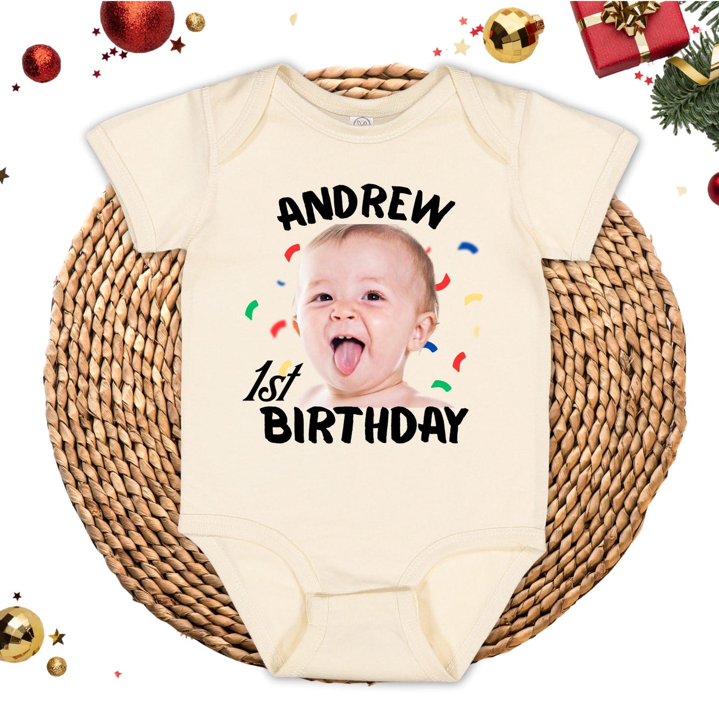 Custom 1st Birthday Onesie®, First Birthday Crew Shirt, Personalized Photo Birthday Tee. Toddler Shirt, 1st Birthday Gift