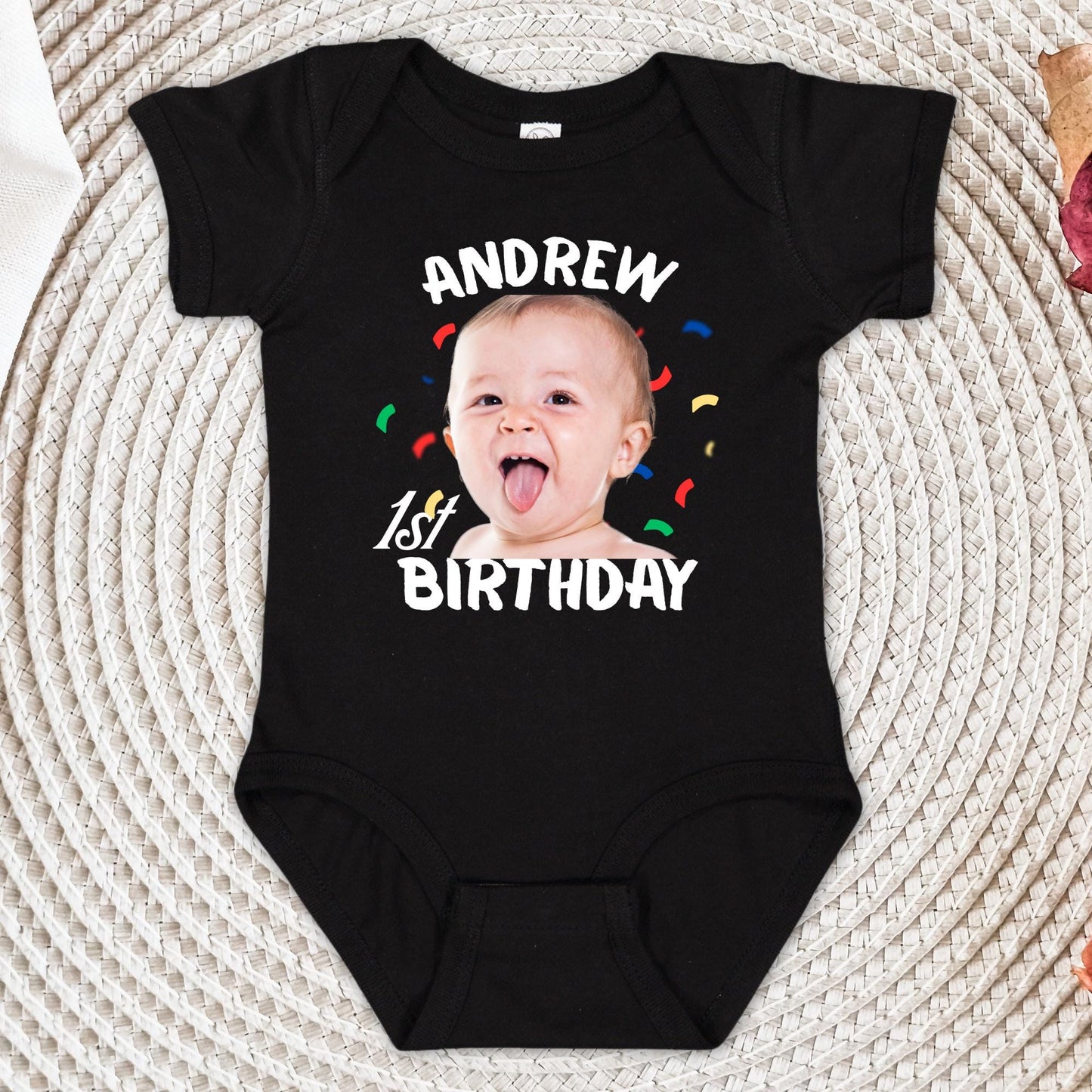 Custom 1st Birthday Onesie®, First Birthday Crew Shirt, Personalized Photo Birthday Tee. Toddler Shirt, 1st Birthday Gift