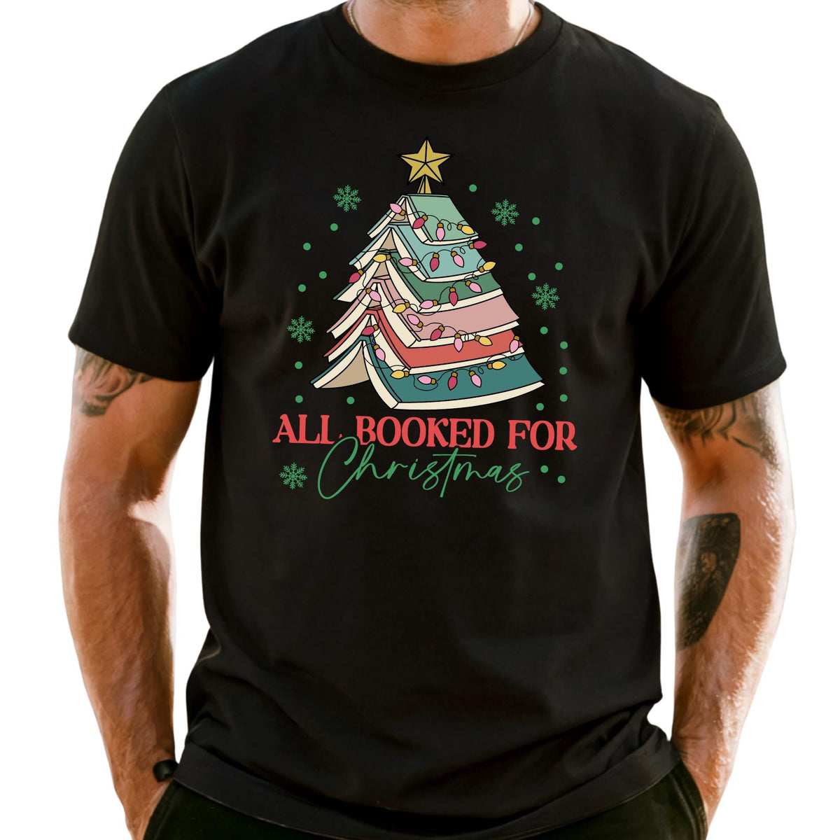 All Booked For Christmas Comfort Colors Shirt Gift for Librarian, Christmas Book Tree T-shirt