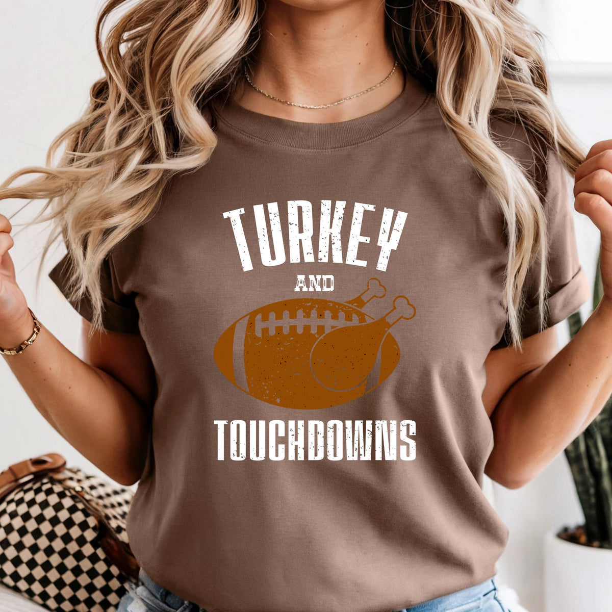 Comfort Colors® Turkey and Touchdowns Shirt, Thanksgiving Gift, Football Lover Tee
