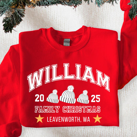 Custom Christmas Vacation Sweatshirt with Name and City | State, Christmas Gift, Christmas Hoodie | Sweat Vintage Varsity Sweater