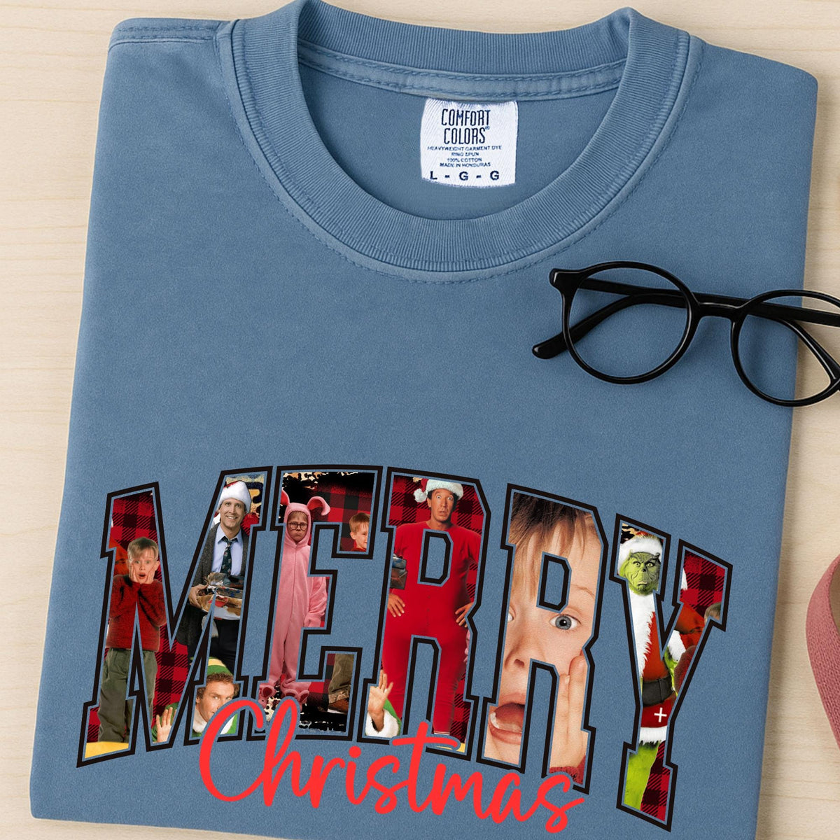 Comfort Colors® Merry Christmas 90s Movies Shirt, Vintage Xmas Movies Tee