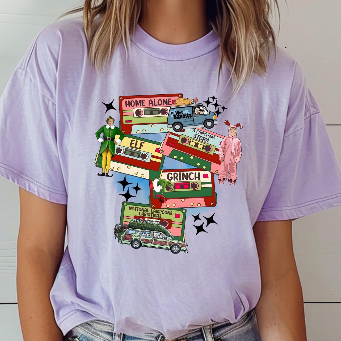 Comfort Colors® Christmas 90s Movies Shirt, Nostalgic Christmas VHS Movies Tee, Vintage Christmas DVD T-shirt