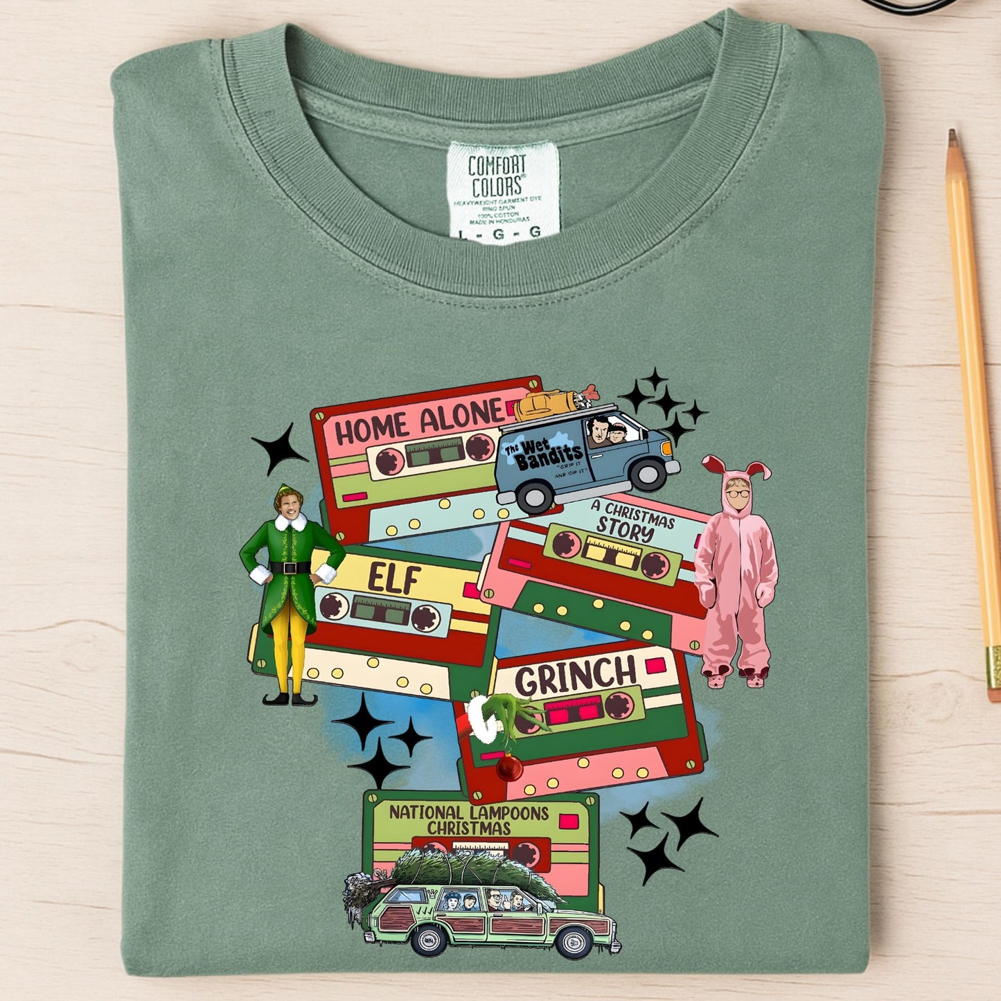Comfort Colors® Christmas 90s Movies Shirt, Nostalgic Christmas VHS Movies Tee, Vintage Christmas DVD T-shirt