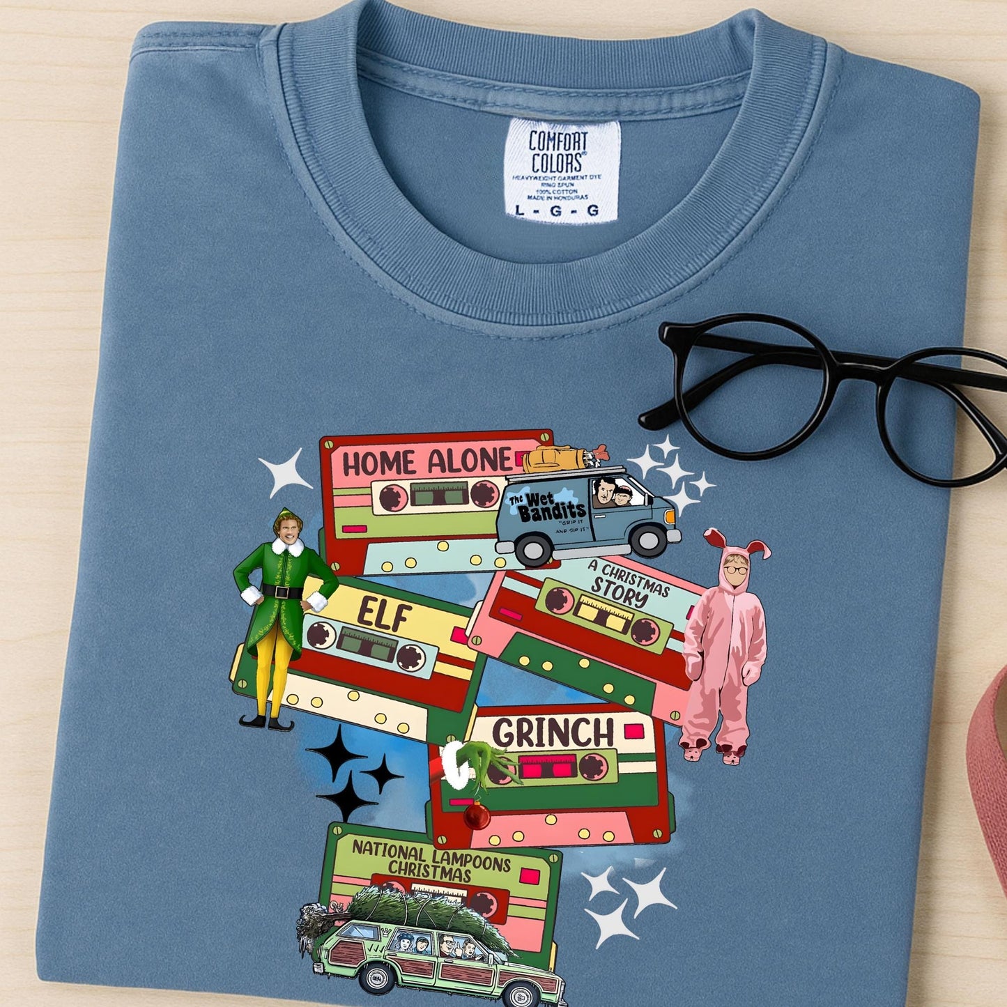 Comfort Colors® Christmas 90s Movies Shirt, Nostalgic Christmas VHS Movies Tee, Vintage Christmas DVD T-shirt