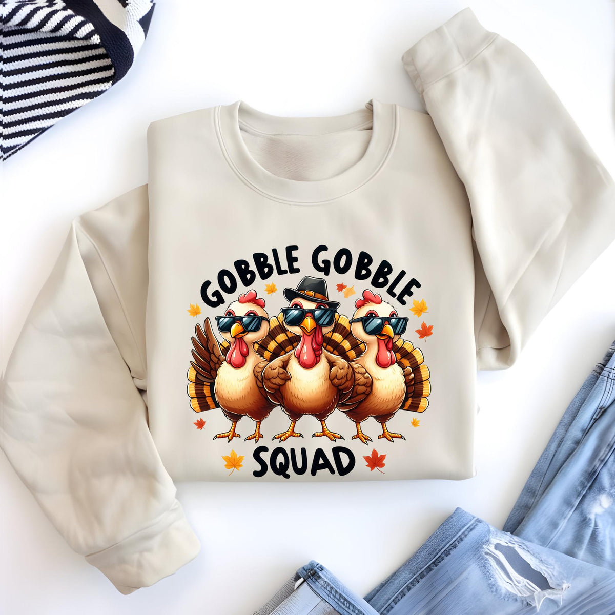 Thanksgiving Gobble Squad Sweatshirt, Funny Turkey Hoodie Autumn Sweater