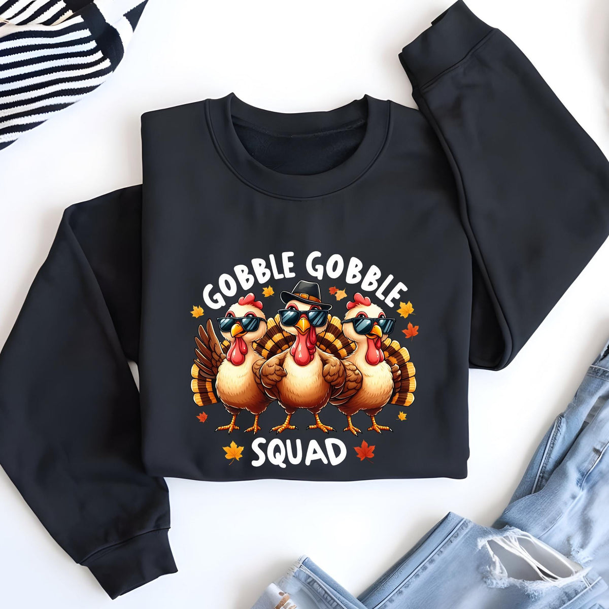 Thanksgiving Gobble Squad Sweatshirt, Funny Turkey Hoodie Autumn Sweater