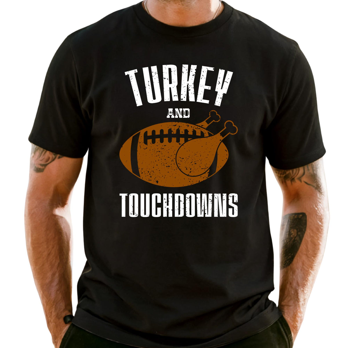 Comfort Colors® Turkey and Touchdowns Shirt, Thanksgiving Gift, Football Lover Tee