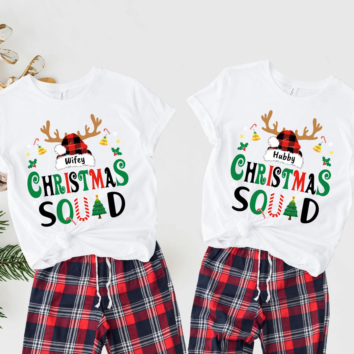 Personalized Christmas Squad Reindeer Shirt Xmas Group Tee Family Matching Pajamas