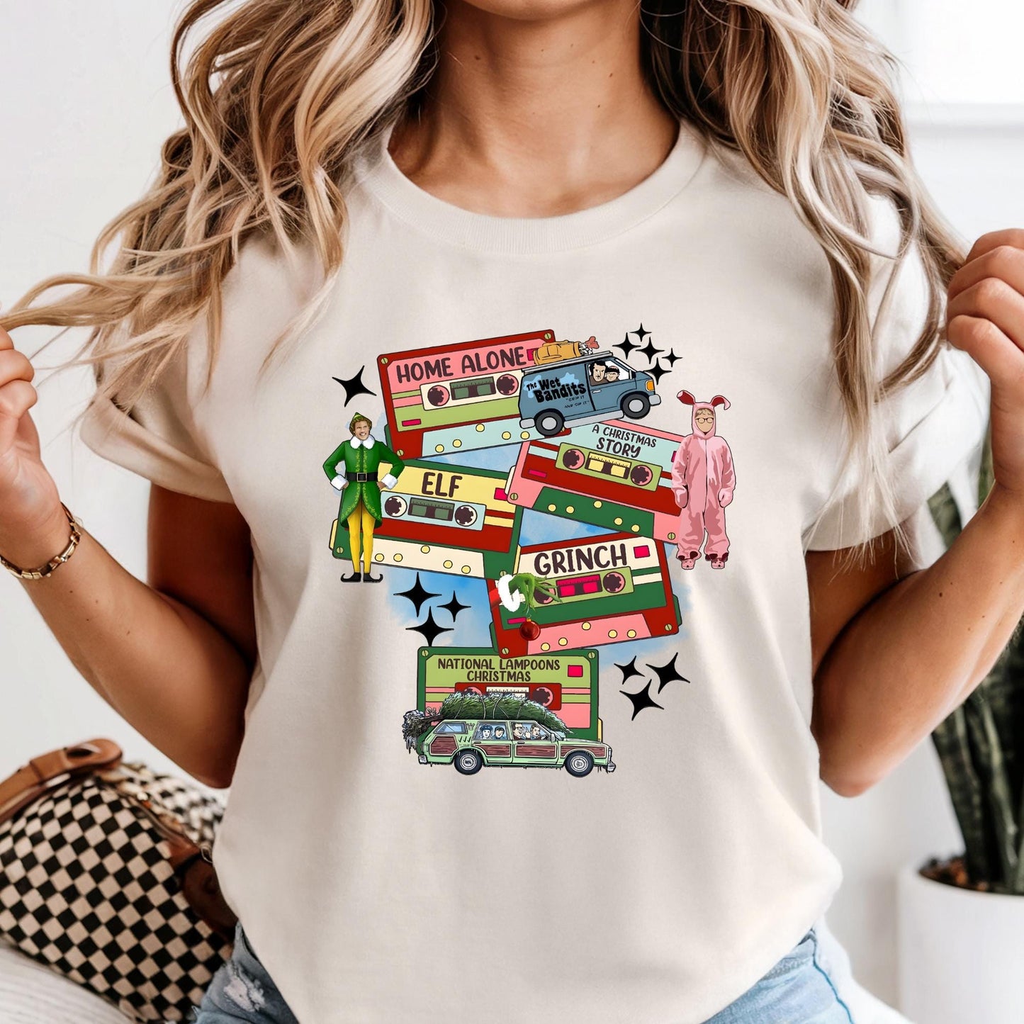 Comfort Colors® Christmas 90s Movies Shirt, Nostalgic Christmas VHS Movies Tee, Vintage Christmas DVD T-shirt
