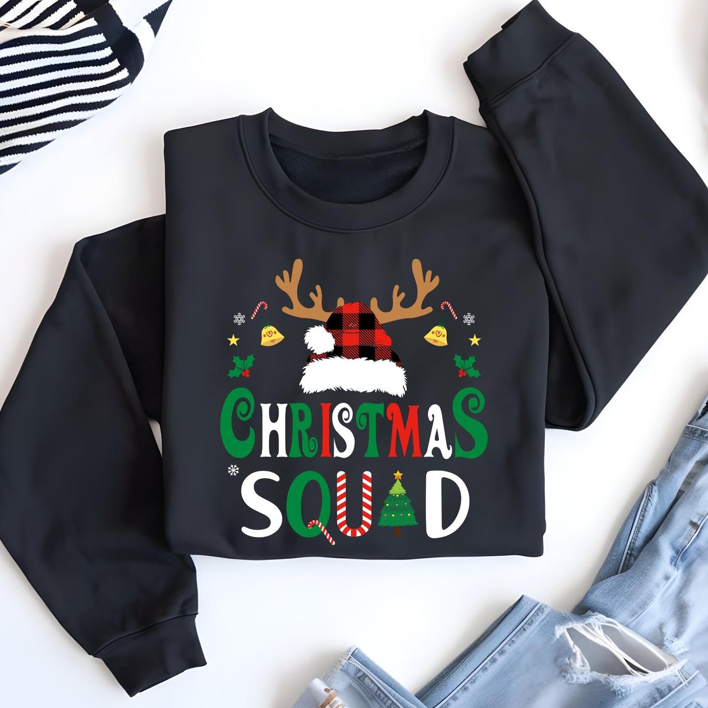 Custom Christmas Squad Sweatshirt Xmas Family Matching Hoodie Reunion Gift