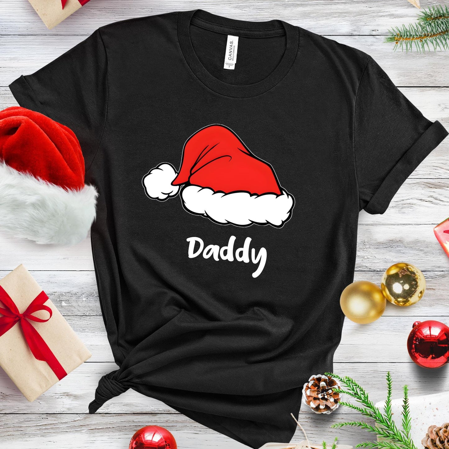Custom Family Christmas Shirt: Santa Hat Name Matching Xmas Tee