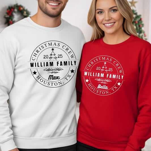 Custom Christmas Crew Sweatshirt: Family Reunion Name State Year Hoodie Xmas Gift