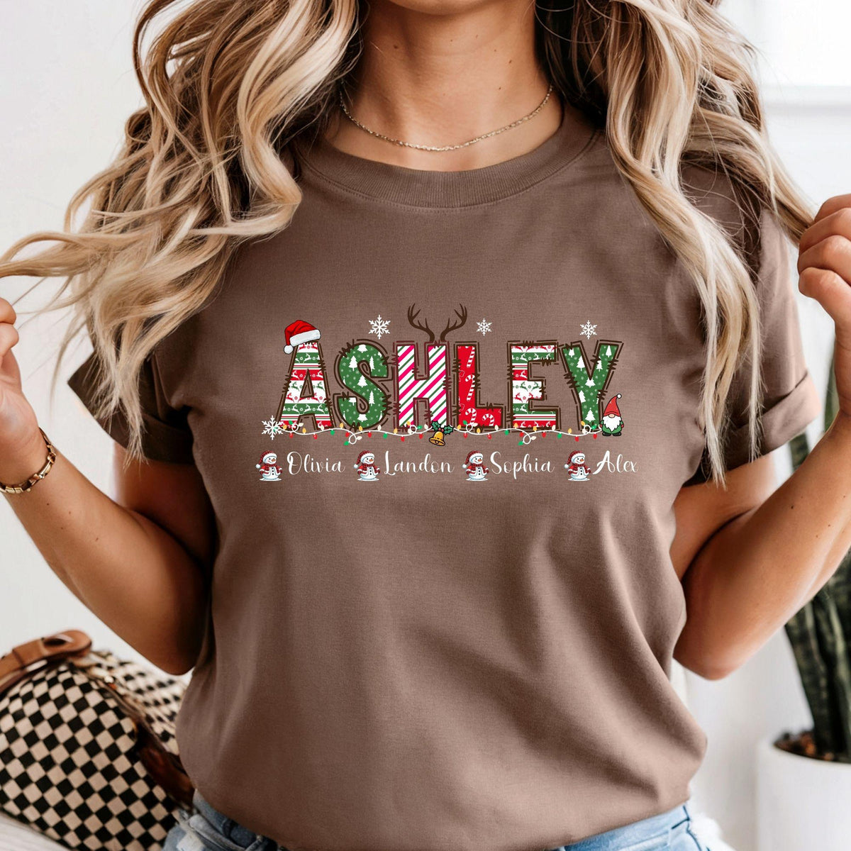 Personalized Christmas Shirt for Grandma & Grandpa with Grandkids Names, Custom Holiday Family Tee, Xmas Gift Shirt