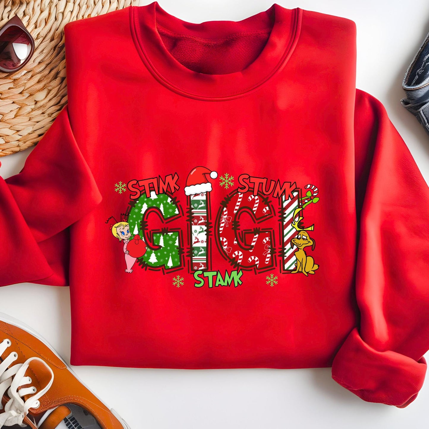 Personalized Sweatshirt Christmas Gift For Grandma, Xmas 2 Sides Hoodie with Grandkids Names