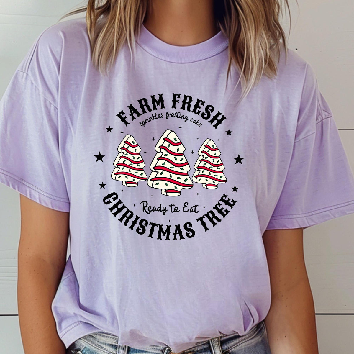 Comfort Colors® Christmas Tree Cake Shirt, Farm Fresh Xmas Tee Holiday Gifts