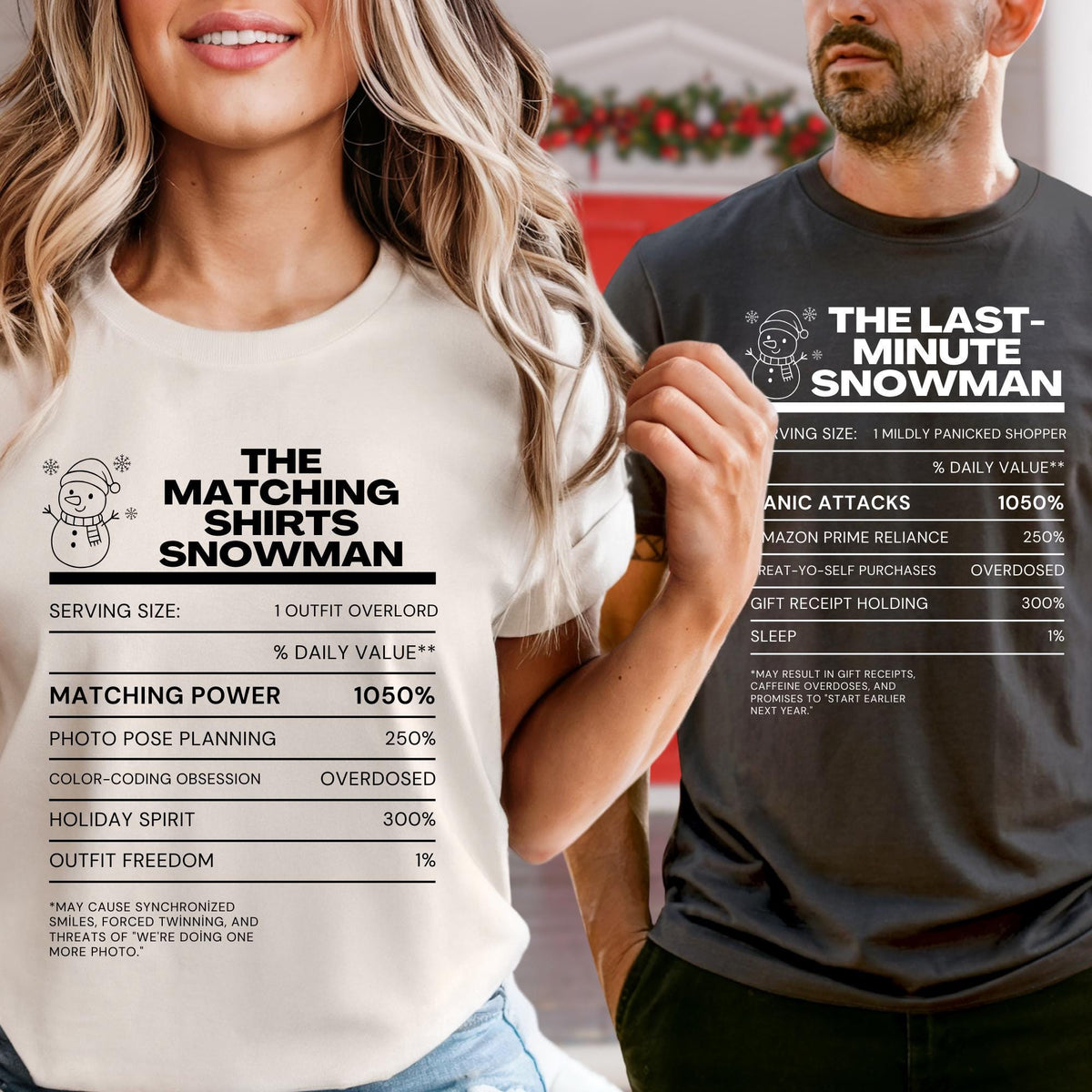 Comfort Colors® Funny Christmas Shirts, Custom Nutrition Facts Label Xmas Tee, Matching Family Holiday T-Shirts